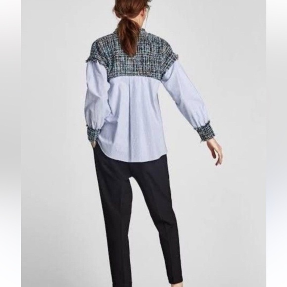ZARA Tweed and Stripes Details Button Down - Picture 2 of 8
